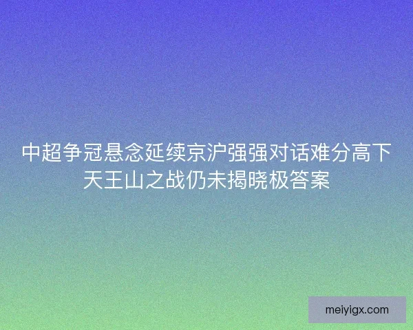 中超争冠悬念延续京沪强强对话难分高下天王山之战仍未揭晓极答案